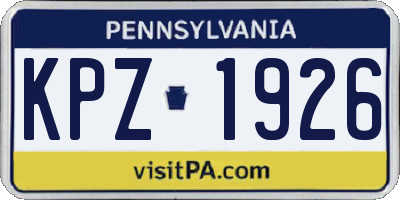 PA license plate KPZ1926