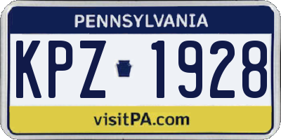 PA license plate KPZ1928