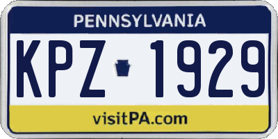 PA license plate KPZ1929