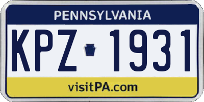 PA license plate KPZ1931