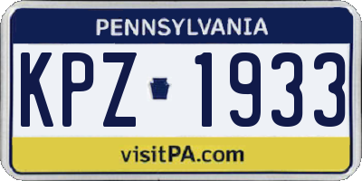 PA license plate KPZ1933