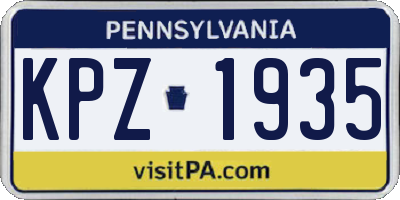 PA license plate KPZ1935