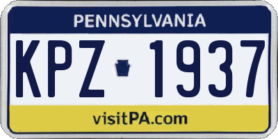 PA license plate KPZ1937