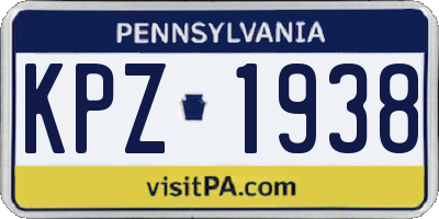 PA license plate KPZ1938
