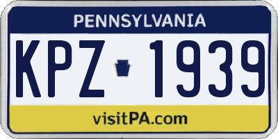 PA license plate KPZ1939