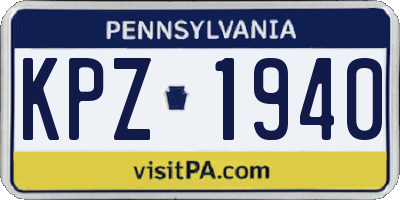 PA license plate KPZ1940