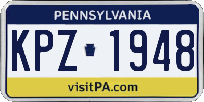 PA license plate KPZ1948