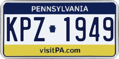 PA license plate KPZ1949