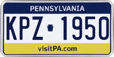 PA license plate KPZ1950