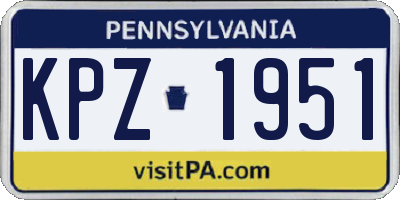 PA license plate KPZ1951