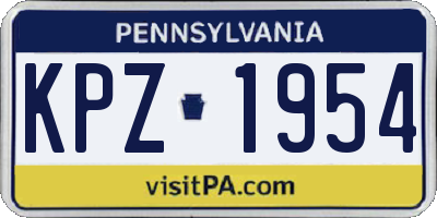 PA license plate KPZ1954