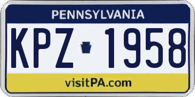 PA license plate KPZ1958