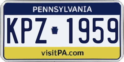 PA license plate KPZ1959