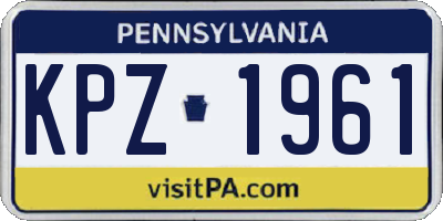 PA license plate KPZ1961
