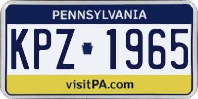 PA license plate KPZ1965