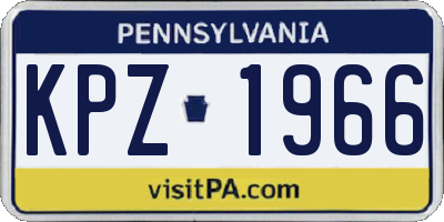 PA license plate KPZ1966
