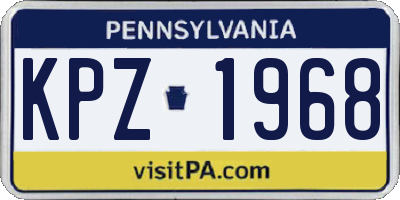 PA license plate KPZ1968