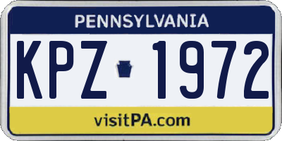 PA license plate KPZ1972