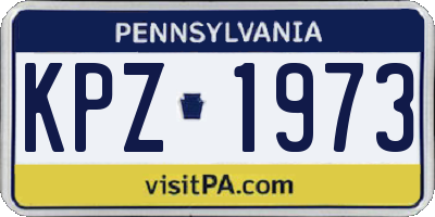 PA license plate KPZ1973