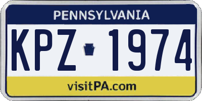 PA license plate KPZ1974