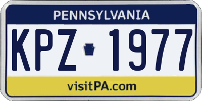 PA license plate KPZ1977