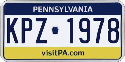 PA license plate KPZ1978