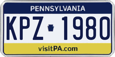 PA license plate KPZ1980