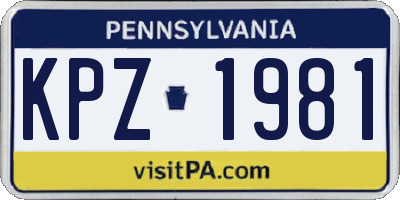 PA license plate KPZ1981