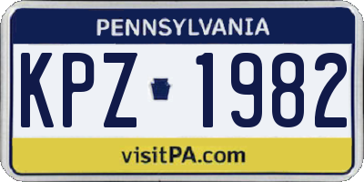 PA license plate KPZ1982