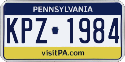 PA license plate KPZ1984