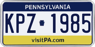 PA license plate KPZ1985