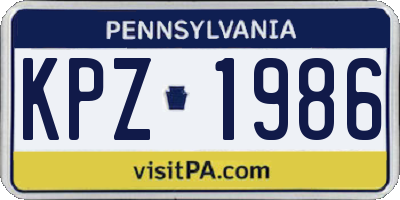 PA license plate KPZ1986