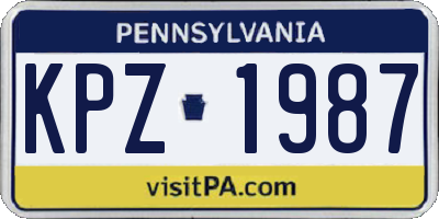 PA license plate KPZ1987