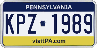PA license plate KPZ1989