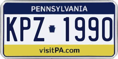 PA license plate KPZ1990