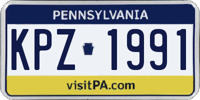 PA license plate KPZ1991