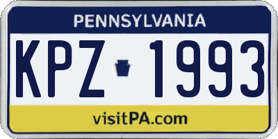PA license plate KPZ1993