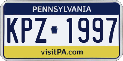 PA license plate KPZ1997