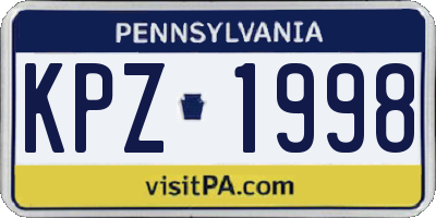 PA license plate KPZ1998
