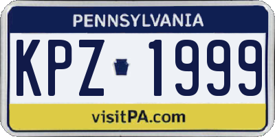 PA license plate KPZ1999