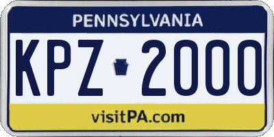 PA license plate KPZ2000