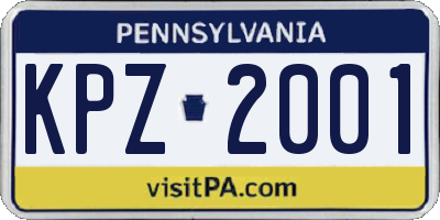 PA license plate KPZ2001