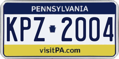 PA license plate KPZ2004
