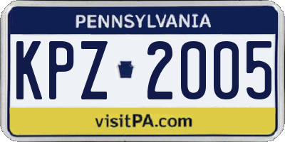 PA license plate KPZ2005