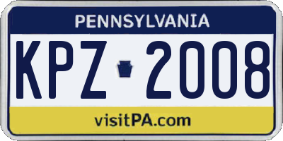 PA license plate KPZ2008