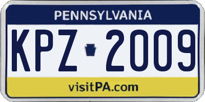 PA license plate KPZ2009