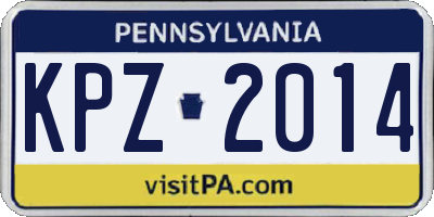 PA license plate KPZ2014