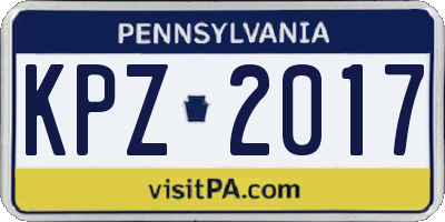PA license plate KPZ2017