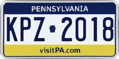 PA license plate KPZ2018