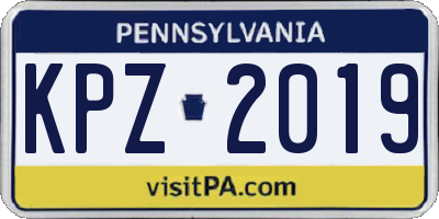 PA license plate KPZ2019